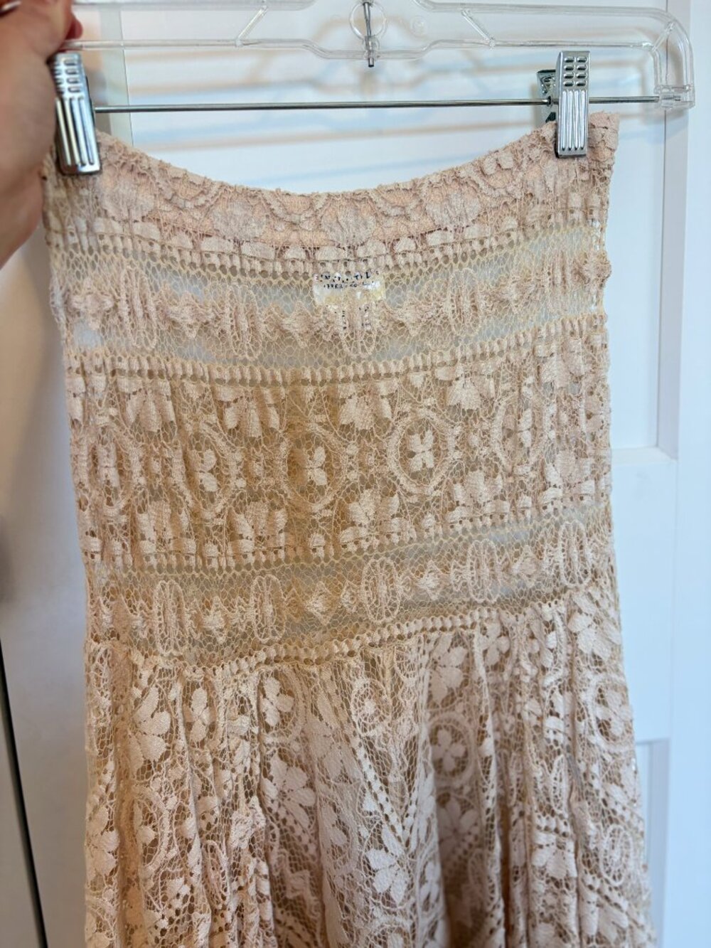 Long Bohemian Strapless Lace Dress from Free People, XS, Cream - Picture 2 of 7